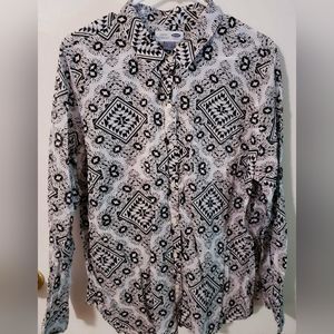 Old Navy Aztec Black and White Top Women's Size XL